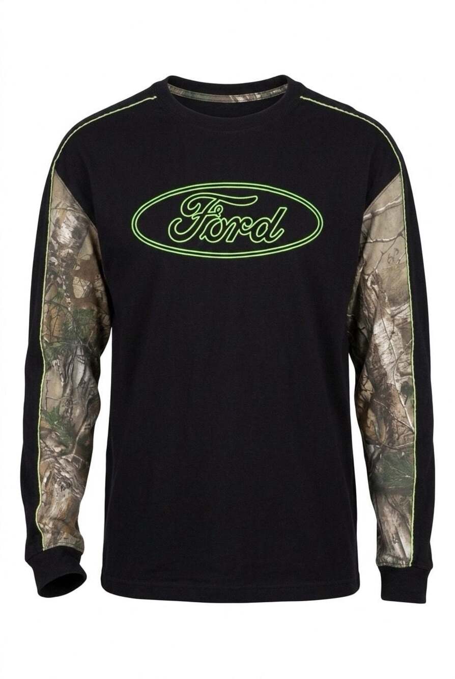 Buckhorn River Ford Logo Camo Sleeve Long Sleeve T-Shirt 2X